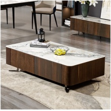 适度空间 意式轻奢岩板长方形组合茶几 1300*700*420mm