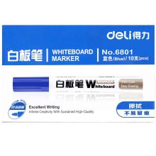 得力(deli)大容量可擦水性白板笔 10支装 6801蓝色
