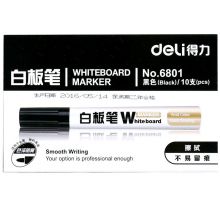 得力(deli)大容量可擦水性白板笔 10支装 6801黑色