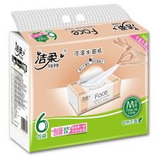 洁柔抽纸 粉Face 柔韧3层120抽面巾纸*6包 无香(M号软抽)干湿两用