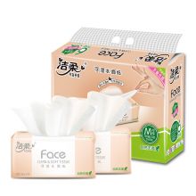 洁柔抽纸 粉Face 柔韧3层120抽面巾纸*6包 无香(M号软抽)干湿两用