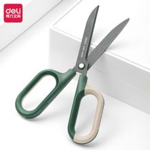 得力(deli)大号弧形特氟龙省力剪刀QG157绿色