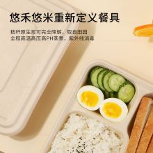 悠禾悠米 一次性四格可降解饭餐盒 1000ml*200套  