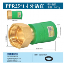 热水器活接PPR251寸牙 铜杆+铜帽