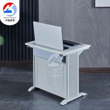 中悦博华 双人位显示器隐藏电动翻转电脑桌 胡桃色