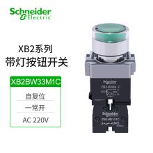施耐德 电气金属带灯平头按钮开关22mm孔径 XB2BW33M1C绿色AC220V