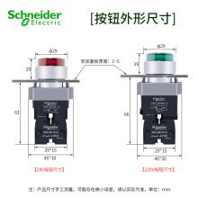施耐德 电气金属带灯平头按钮开关22mm孔径 XB2BW33M1C绿色AC220V