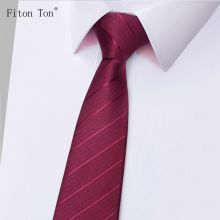 FitonTon领带男拉链上班商务正装职场免打结一拉得懒人领带8cm礼盒装FTL0003 红色斜纹