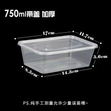 长方形一次性餐盒塑料外卖打包盒子加厚透明快餐便当饭盒带盖批发 方750ml透明(300套)