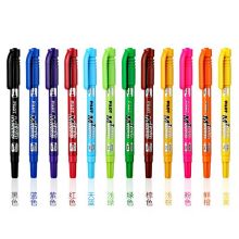 百乐(PILOT)彩色速干油性小双头记号笔十二色套装 SCA-TM-12S