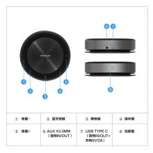 MAXHUB 视频全向麦克风免驱无线蓝牙连接 5米拾音扬声器BM20