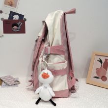 轻骑者 书包女学生韩版大容量森系背包百搭ins日系校园双肩包电脑包 1303粉色