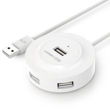 绿联 usb分线器拓展4口转换接头usb-c扩展HUB集线器带电源供电口 白色USB2.0一分四 1.5米