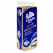 维达 超韧有芯卷纸加厚4层200g/卷 无香家用大卷卫生纸厕所纸擦手纸 6提共60卷 V4073