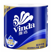 维达 超韧有芯卷纸加厚4层200g/卷 无香家用大卷卫生纸厕所纸擦手纸 6提共60卷 V4073