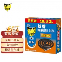 雷达(Raid) 蚊香 12盘*14g盘装 檀香型 