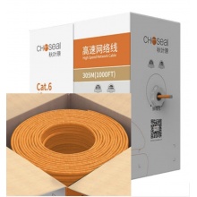 秋叶原 CHOSEAL Q2606CT305 超五类网线CAT5e纯铜线芯 非屏蔽网络线 黄色 305米 
