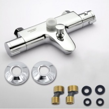 康斯拓普 恒温混水阀冷热太阳能自动调温阀控温淋浴混合阀暗装花洒龙头家用 WG003 全铜配置（上出水口4分）