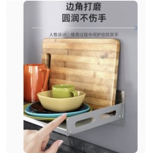 不锈钢微波炉架子壁挂式厨房置物架收纳免打孔墙上碗架调料品搁板 20*60 