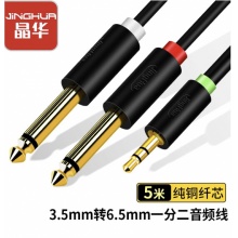 晶华 3.5mm转6.5mm（6.35）一分二音频线 5米 A152I