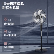 艾美特 五叶家用电风扇大风量机械立式落地扇 FSW65T2-5