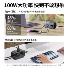 绿联 氮化镓充电器100W智充魔盒桌面插座排插PD多口 40895