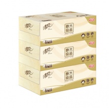 清风 原木纯品盒装面巾纸2层 200抽/盒 3盒/提 B338C3N