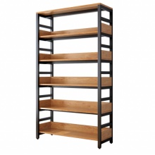 书架落地书简易收纳架铁艺多层家用钢木储物货架实木置物架 三面围栏款六层160*30*186