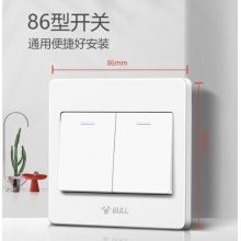 公牛 墙壁装饰开关插座面板 暗装86型 G06系列 二开单控双联单控双开单控 白