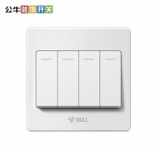 公牛 开关面板装饰插座G06系列 四开单控4联单控 白