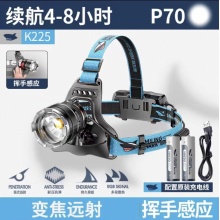 微笑鲨 P70 夜钓感应头灯强光充电超亮可变焦 头灯 白光2电