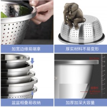 美厨 304不锈钢盆筛五件套 加厚大号洗菜盆 米筛味斗套装 MCWA550