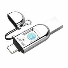 忆捷 32GB 64GB 128GB Type-C USB3.1 HF-C01指纹加密手机U盘 双接口手机电脑多用 隐私安全保护 商务娱乐优盘
