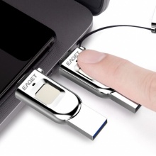 忆捷 32GB 64GB 128GB Type-C USB3.1 HF-C01指纹加密手机U盘 双接口手机电脑多用 隐私安全保护 商务娱乐优盘