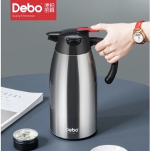 德铂Debo 水壶304不锈钢真空保温壶2L 不锈钢色
