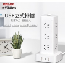 德力西  H-DK12X2A1CG 3米过载保护USB+TYPE-C 立式插座 白色