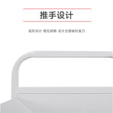 钱柜 钢制三层V型书车移动手推车钢制书架 灰白色