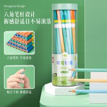 得力(deli)六角杆清新彩色笔杆铅笔 30支HB 58204