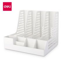 得力(deli)多功能四联文件框莫兰迪色系自带笔筒 白色PB106