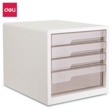 得力(deli)四层时尚桌面抽屉式A4资料收纳柜 PB101白色