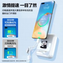 品胜【快乐熊猫】迷你款自带线充电宝22.5W超级快充 10000毫安时