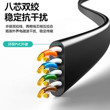山泽 六类网线 CAT6类千兆无氧铜扁平网线  黑色10米 HBP610