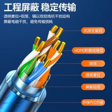 山泽 超五类屏蔽网线【商用/工程版】CAT5e类 无氧铜0.51  抗干扰透明蓝305米 FTP-305