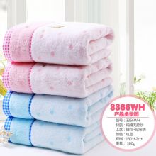 金号纯棉浴巾 3366无捻绣花 A类浴巾3366WH款