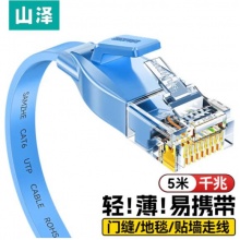 山泽 六类网线 CAT6类千兆八芯双绞扁平成品网络跳线  蓝色5米 SZ-605BE