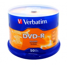 威宝（Verbatim）DVD-R 光盘/刻录盘 16速4.7GB 雾银素面 桶装50片