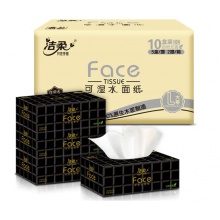 洁柔 抽纸 黑Face大规格4层80抽*10盒 盒抽 商务办公居家 面巾纸 整箱