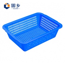 固乡 长方形胶塑料筐沥水 收纳篮果蔬篮（洗菜篮子蓝色4号筐 360*273*106mm）