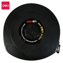 得力(deli)50m耐用皮卷尺操场盘式皮卷尺软尺测量尺子 黑色 8219