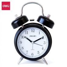 得力(deli)金属低噪音夜光闹钟 儿童闹钟 颜色随机 9025